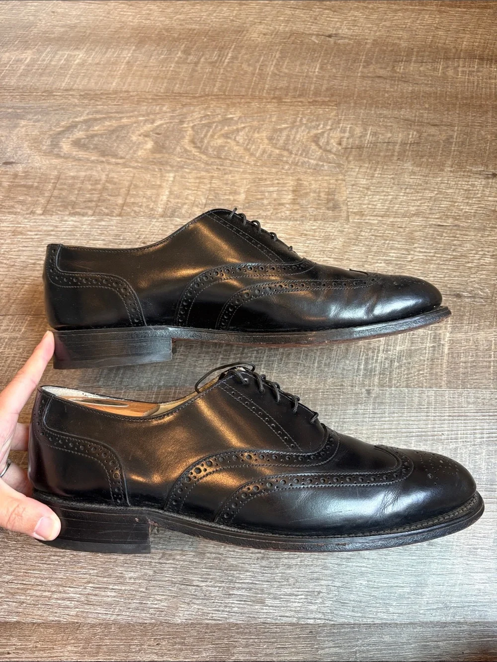 Bostonian Black Leather Wingtip Oxford Dress Shoes Men’s 11 E/C Black READ